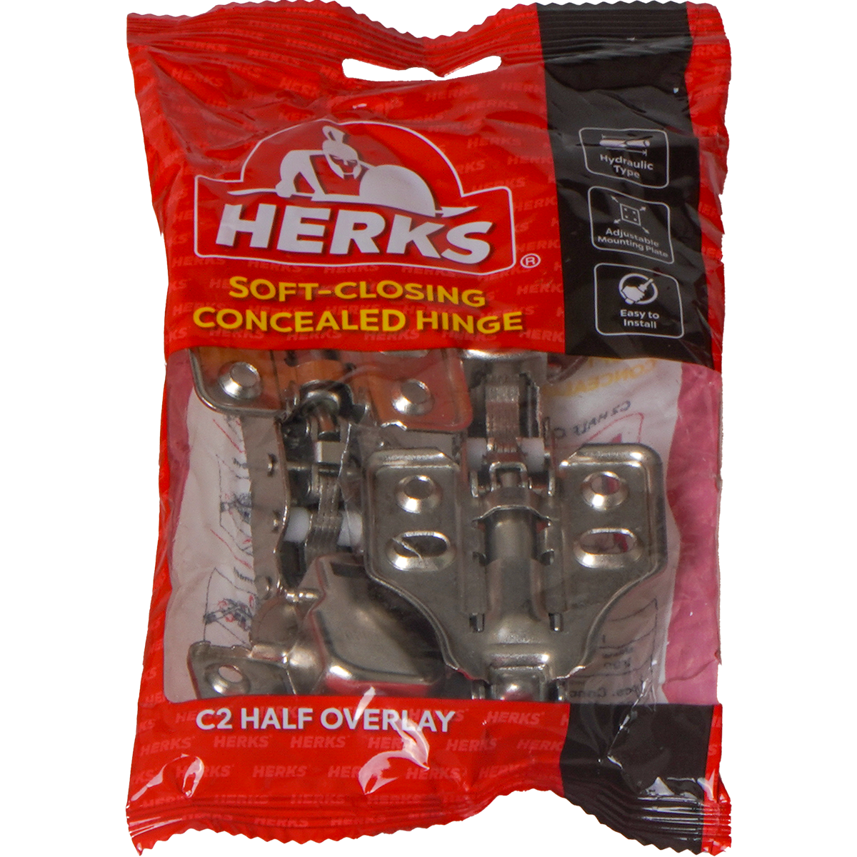 HERKS Soft-Closing Concealed Hinge - C2 Half Overlay