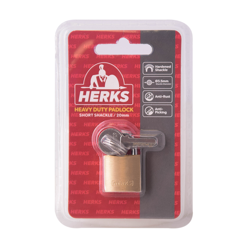 HERKS Heavy Duty Brass Padlock - Short Shackle