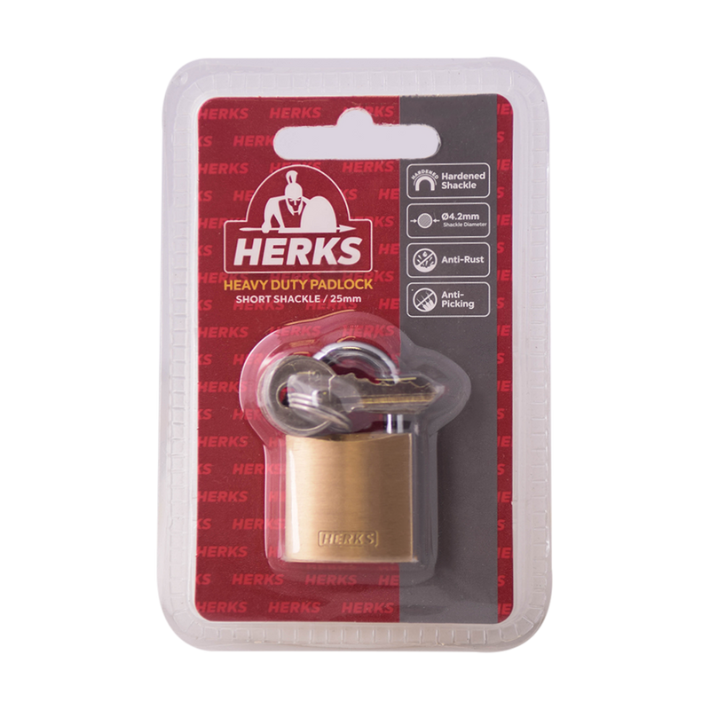 HERKS Heavy Duty Brass Padlock - Short Shackle