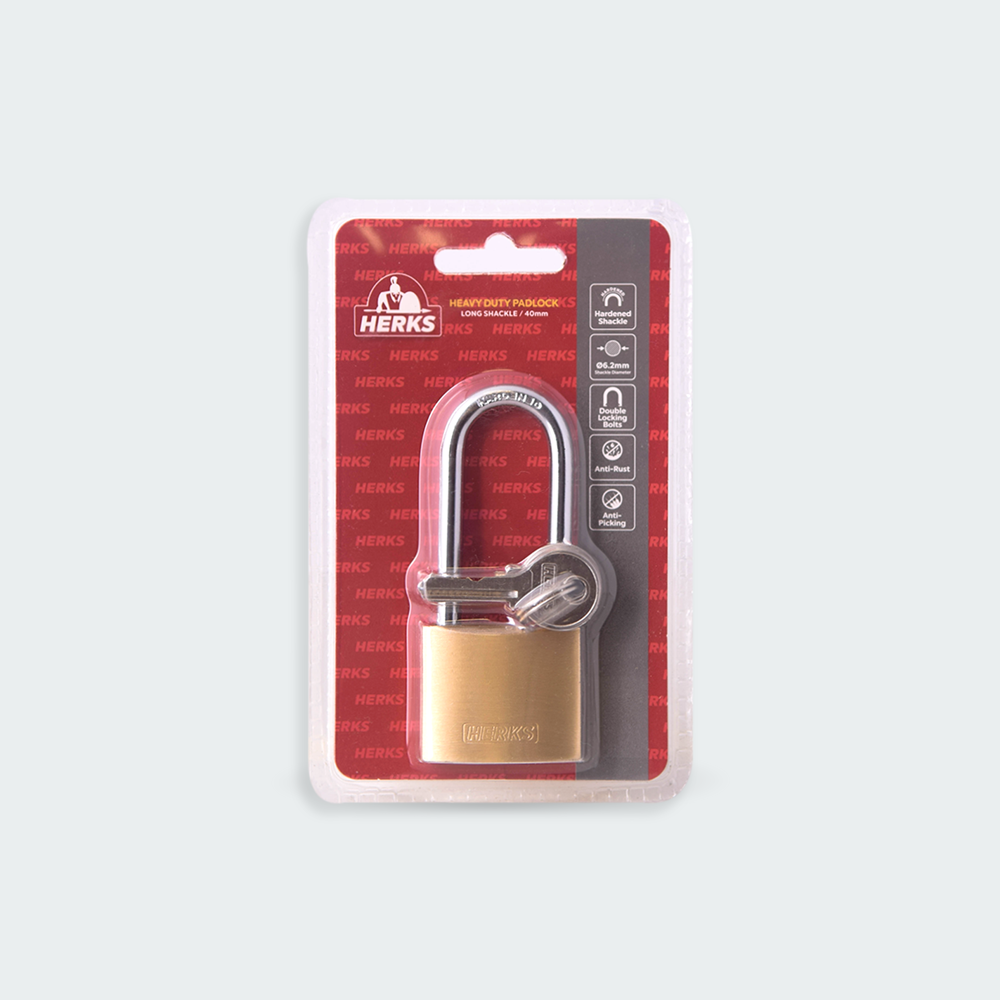 HERKS Heavy Duty Brass Padlock - Long Shackle