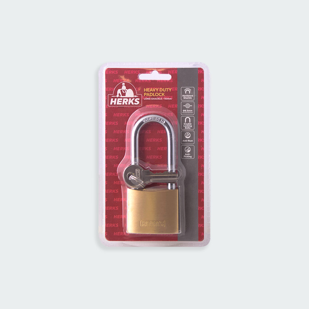 HERKS Heavy Duty Brass Padlock - Long Shackle