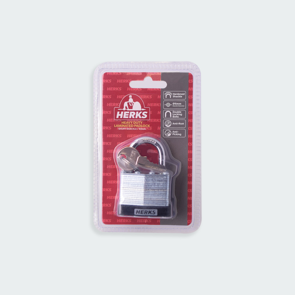 HERKS Heavy Duty Laminated Padlock - Short Shackle