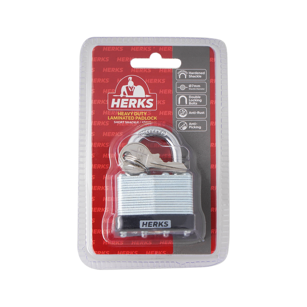 HERKS Heavy Duty Laminated Padlock - Short Shackle
