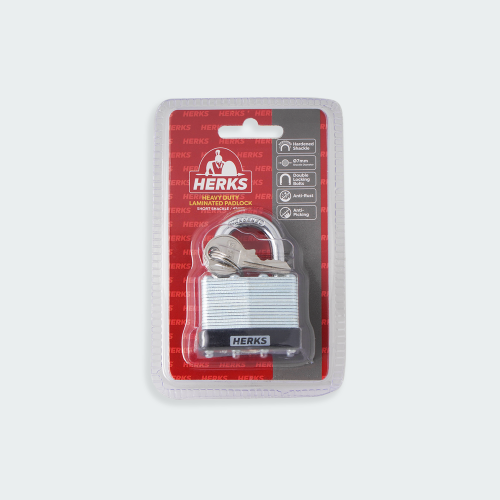 HERKS Heavy Duty Laminated Padlock - Short Shackle
