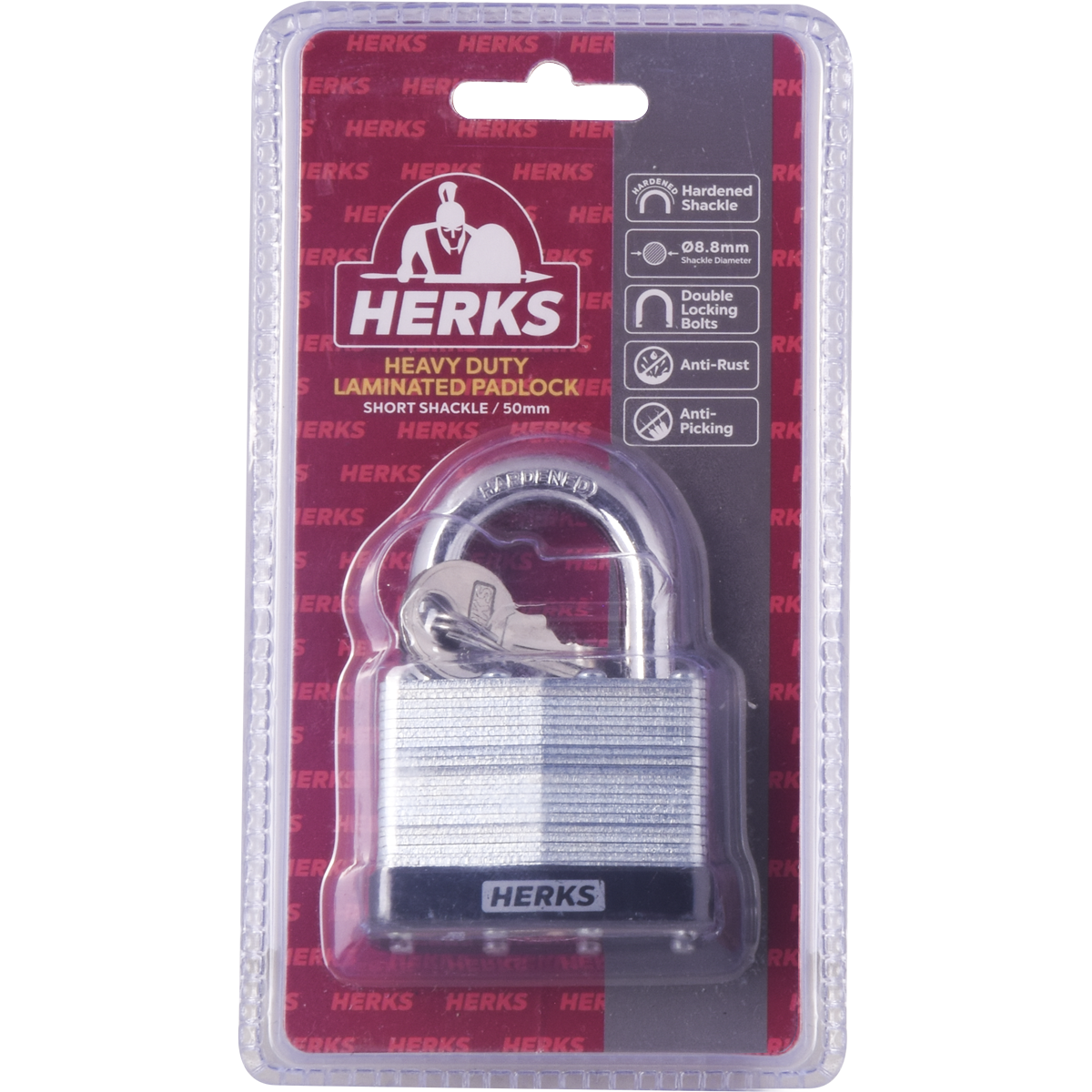 HERKS Heavy Duty Laminated Padlock - Short Shackle