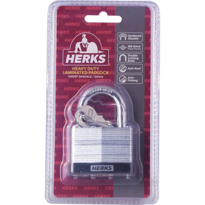 HERKS Heavy Duty Laminated Padlock - Short Shackle