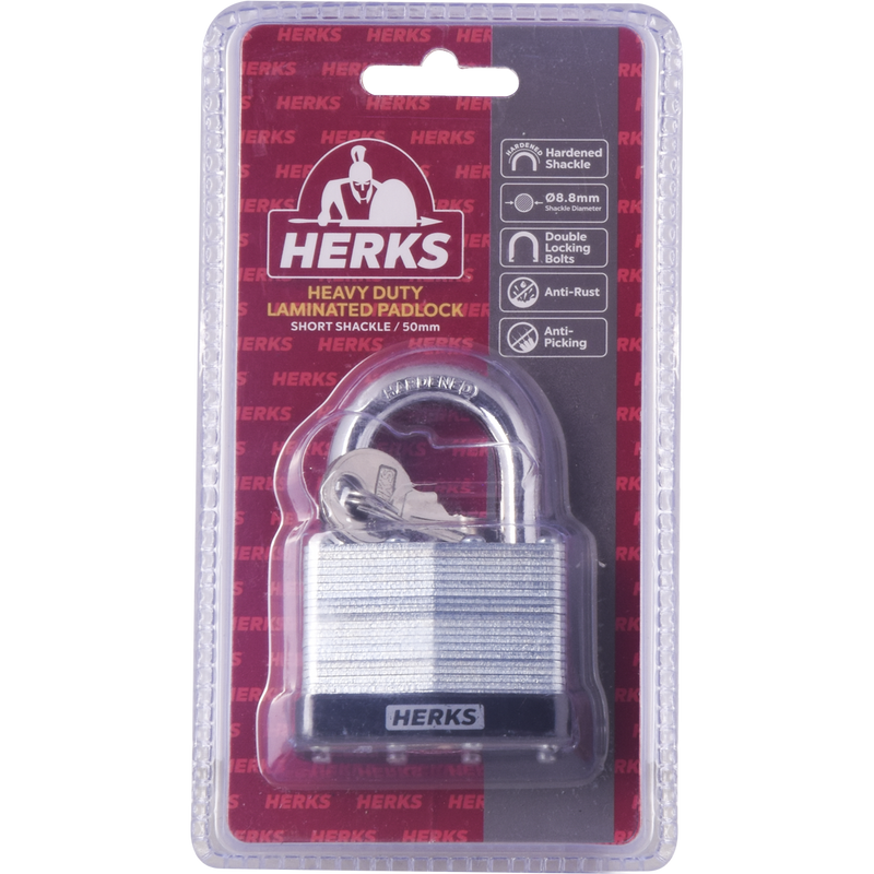 HERKS Heavy Duty Laminated Padlock - Short Shackle