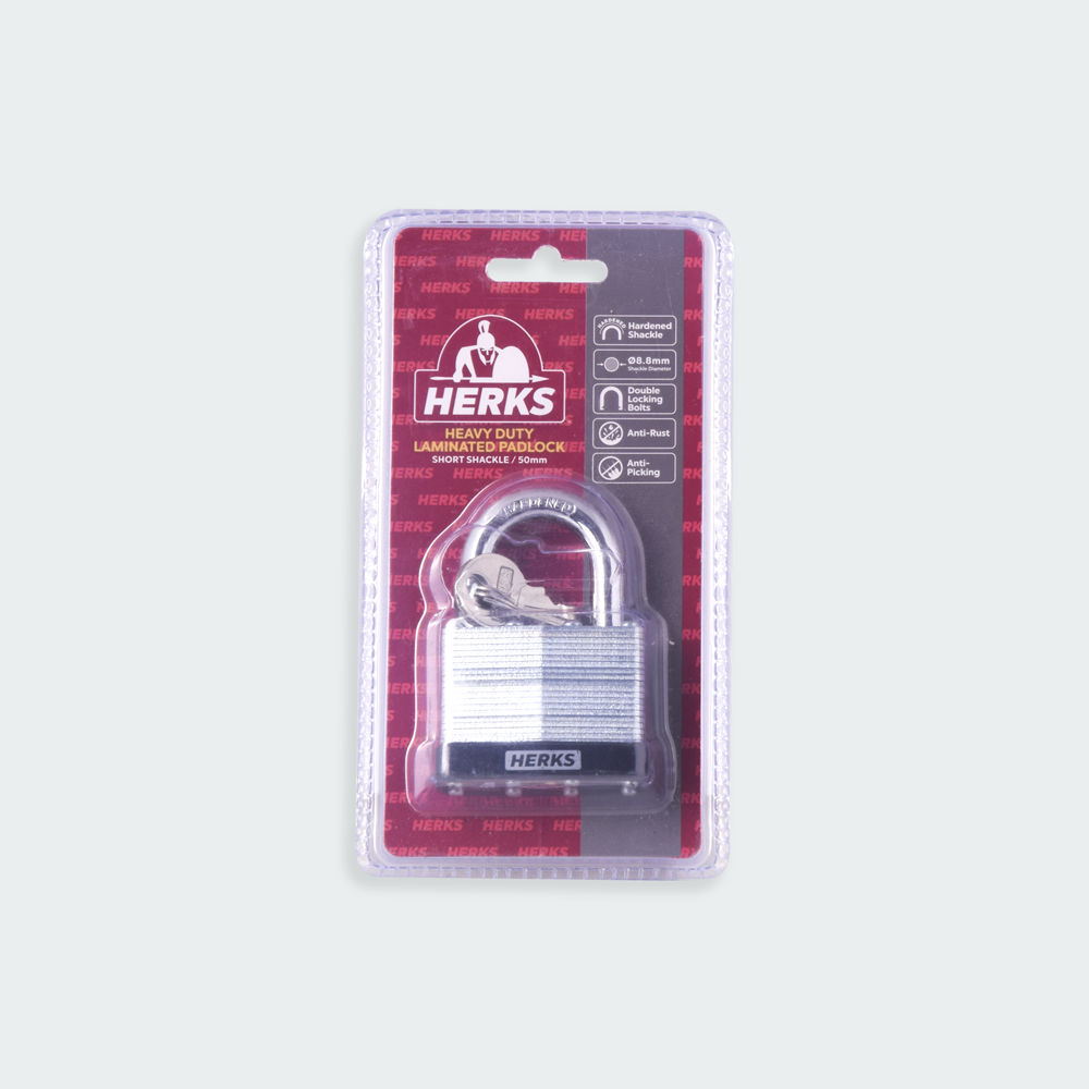 HERKS Heavy Duty Laminated Padlock - Short Shackle