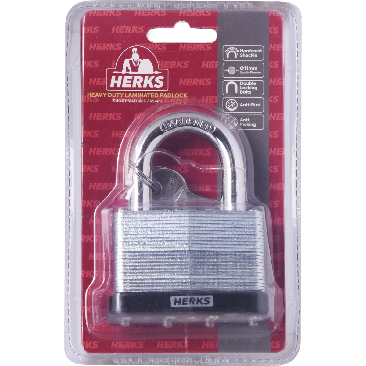 HERKS Heavy Duty Laminated Padlock - Short Shackle