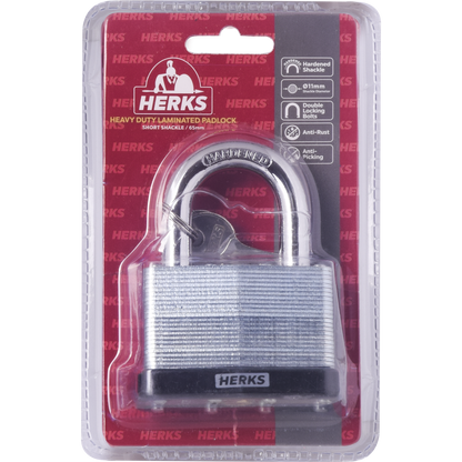 HERKS Heavy Duty Laminated Padlock - Short Shackle