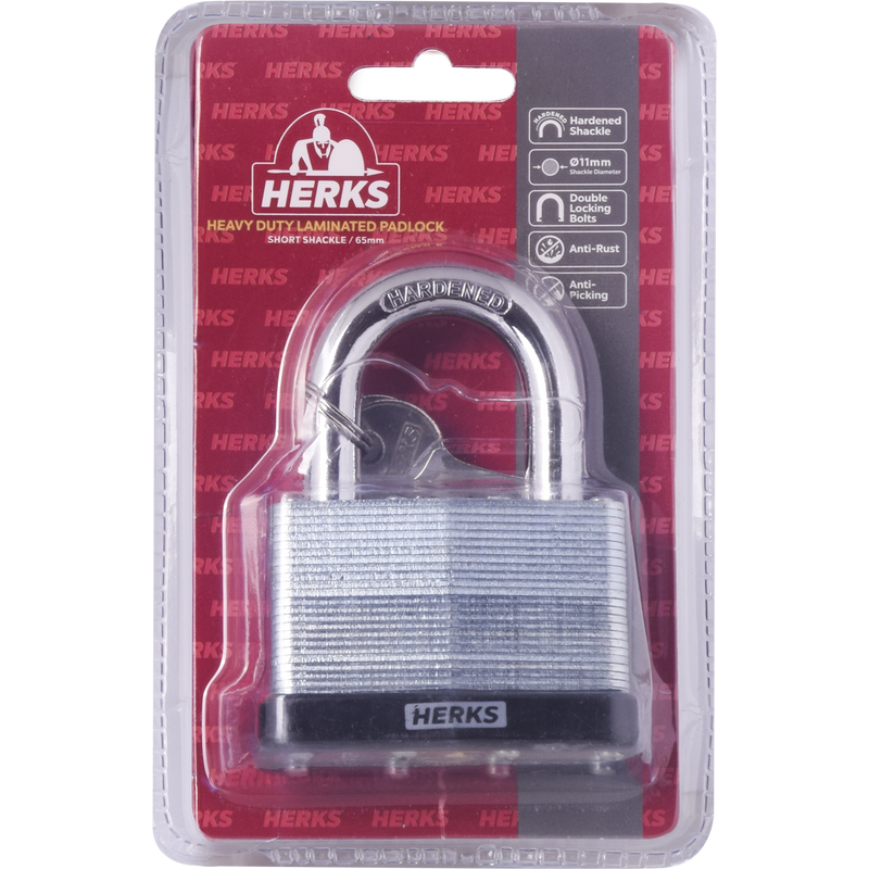 HERKS Heavy Duty Laminated Padlock - Short Shackle