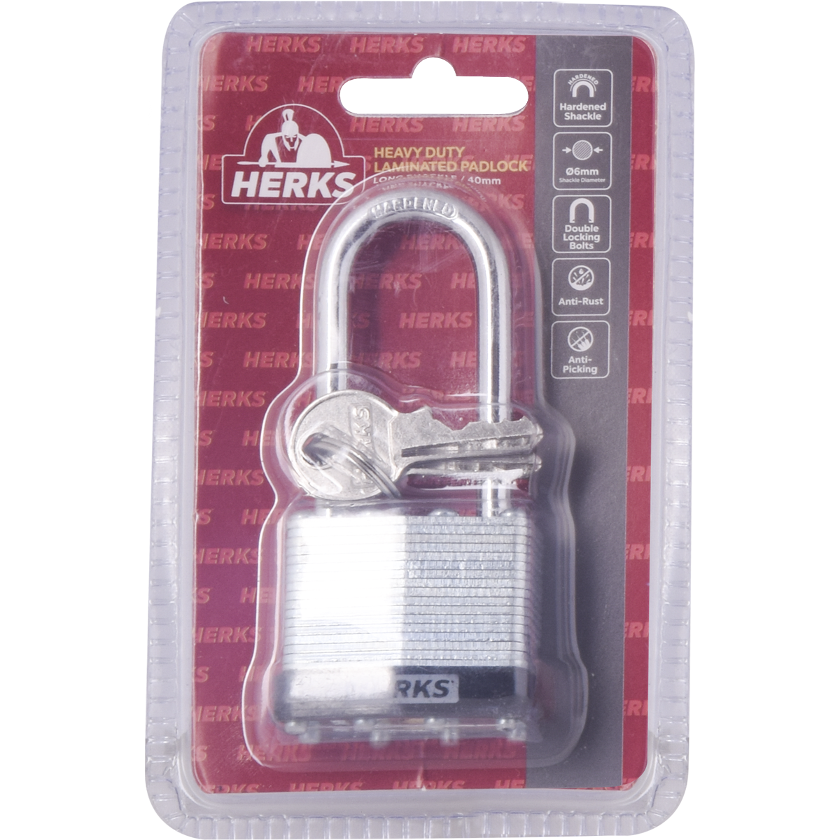 HERKS Heavy Duty Laminated Padlock - Long Shackle