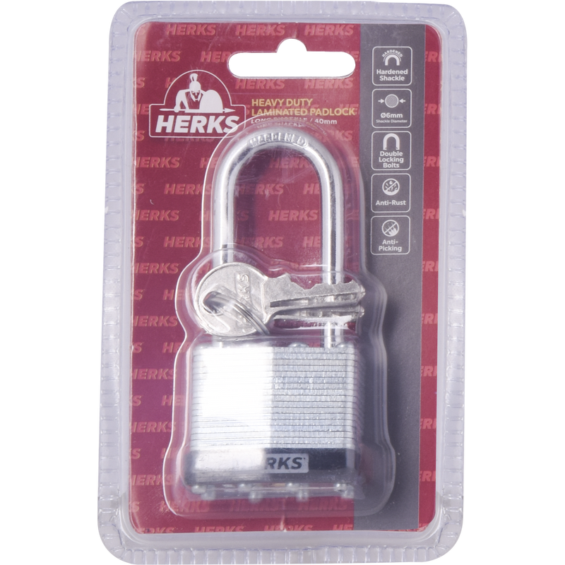 HERKS Heavy Duty Laminated Padlock - Long Shackle