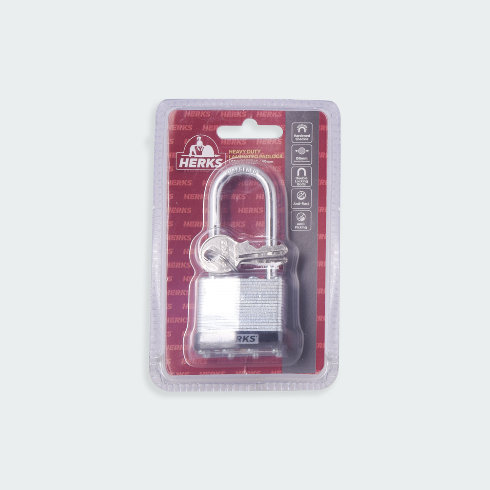 HERKS Heavy Duty Laminated Padlock - Long Shackle
