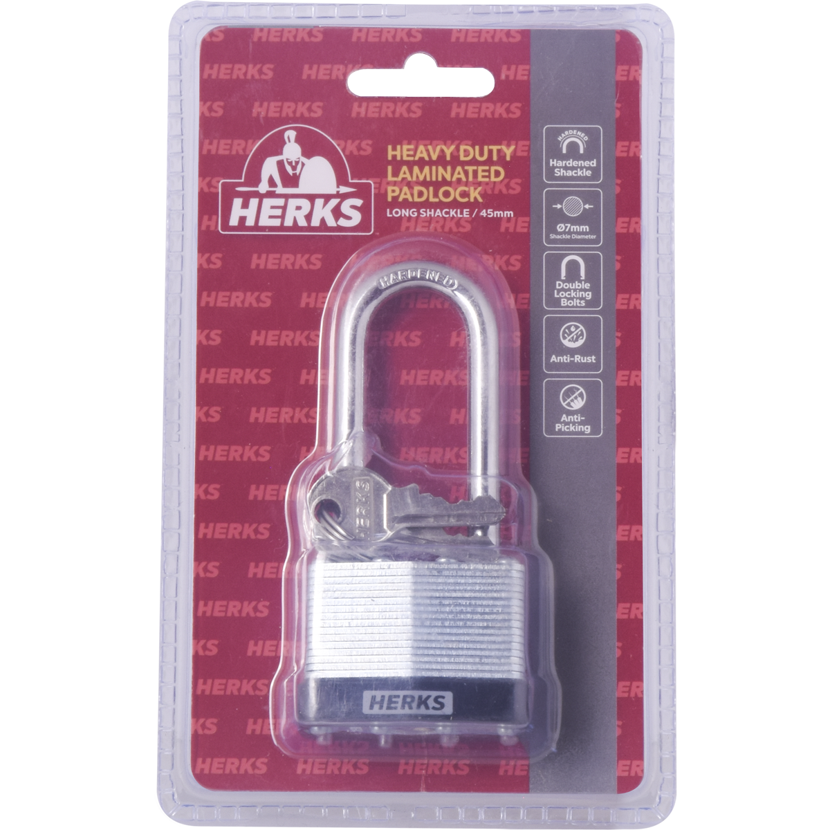 HERKS Heavy Duty Laminated Padlock - Long Shackle