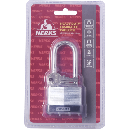 HERKS Heavy Duty Laminated Padlock - Long Shackle