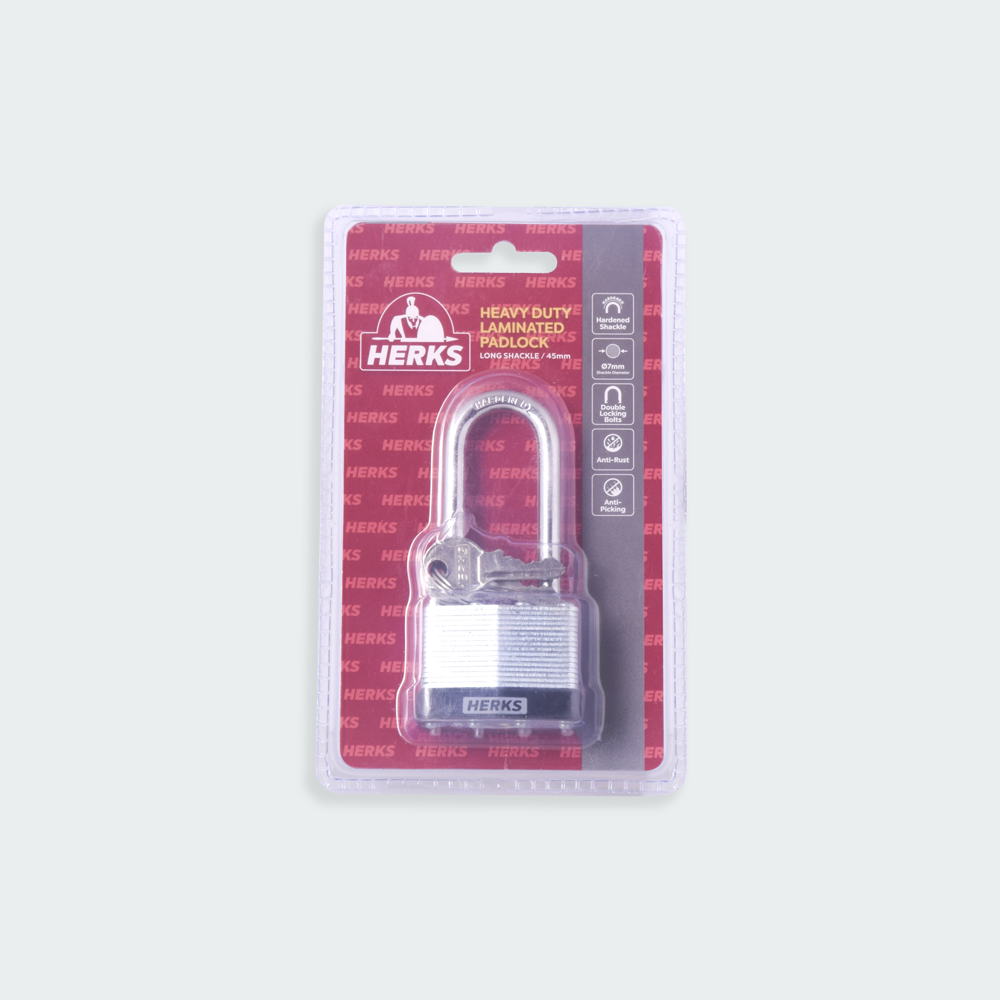 HERKS Heavy Duty Laminated Padlock - Long Shackle