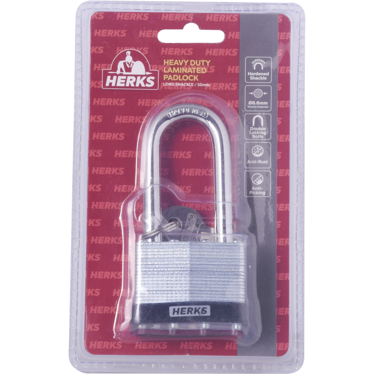 HERKS Heavy Duty Laminated Padlock - Long Shackle
