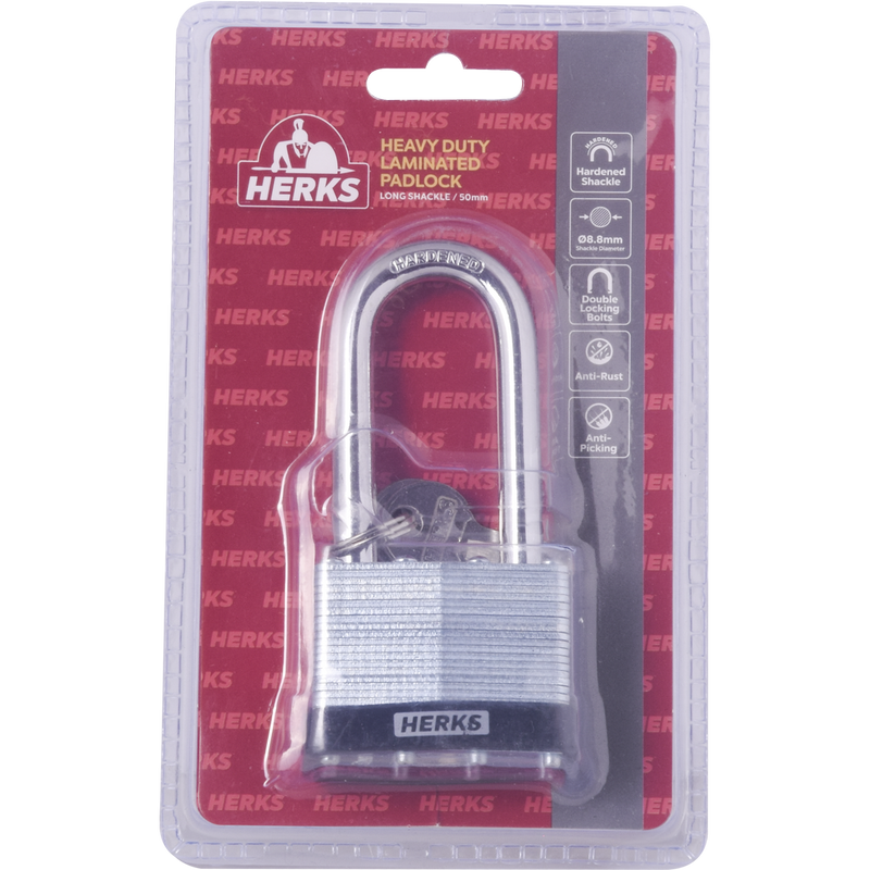 HERKS Heavy Duty Laminated Padlock - Long Shackle