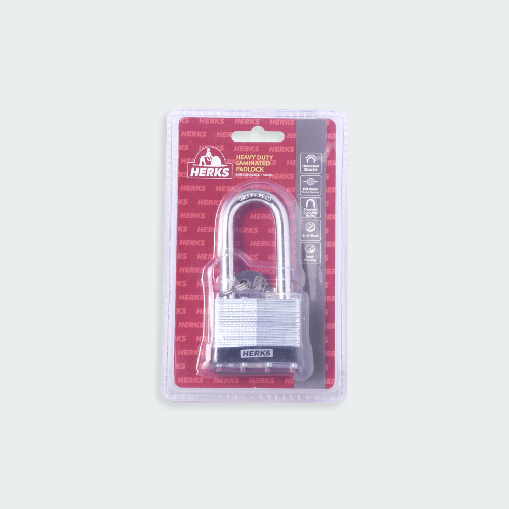 HERKS Heavy Duty Laminated Padlock - Long Shackle