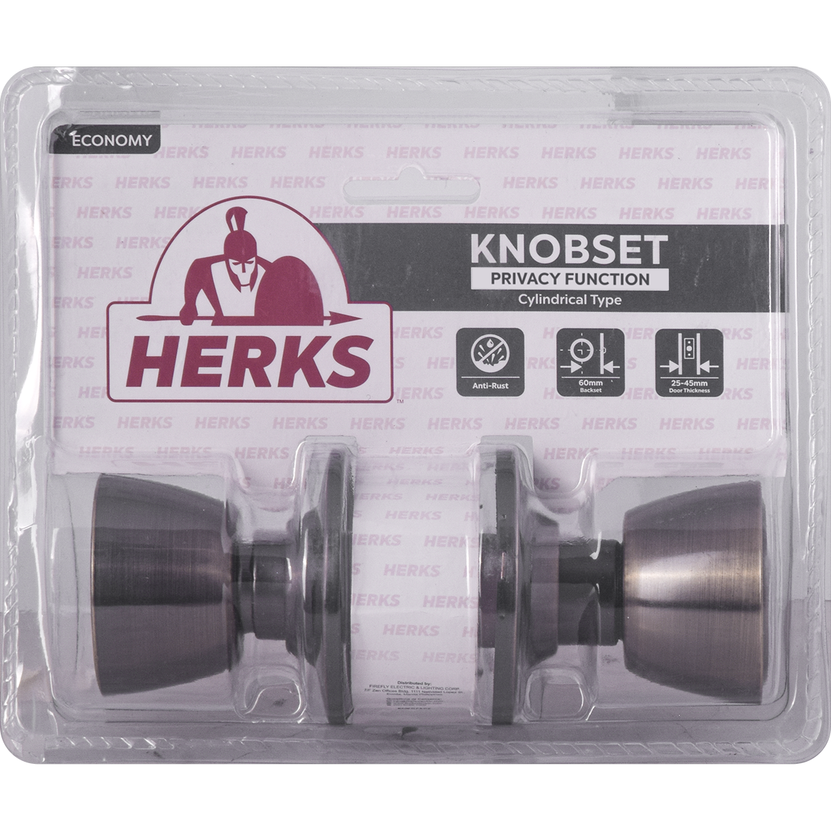 HERKS 588 Cylindrical Knobset Privacy Function - Flat Design