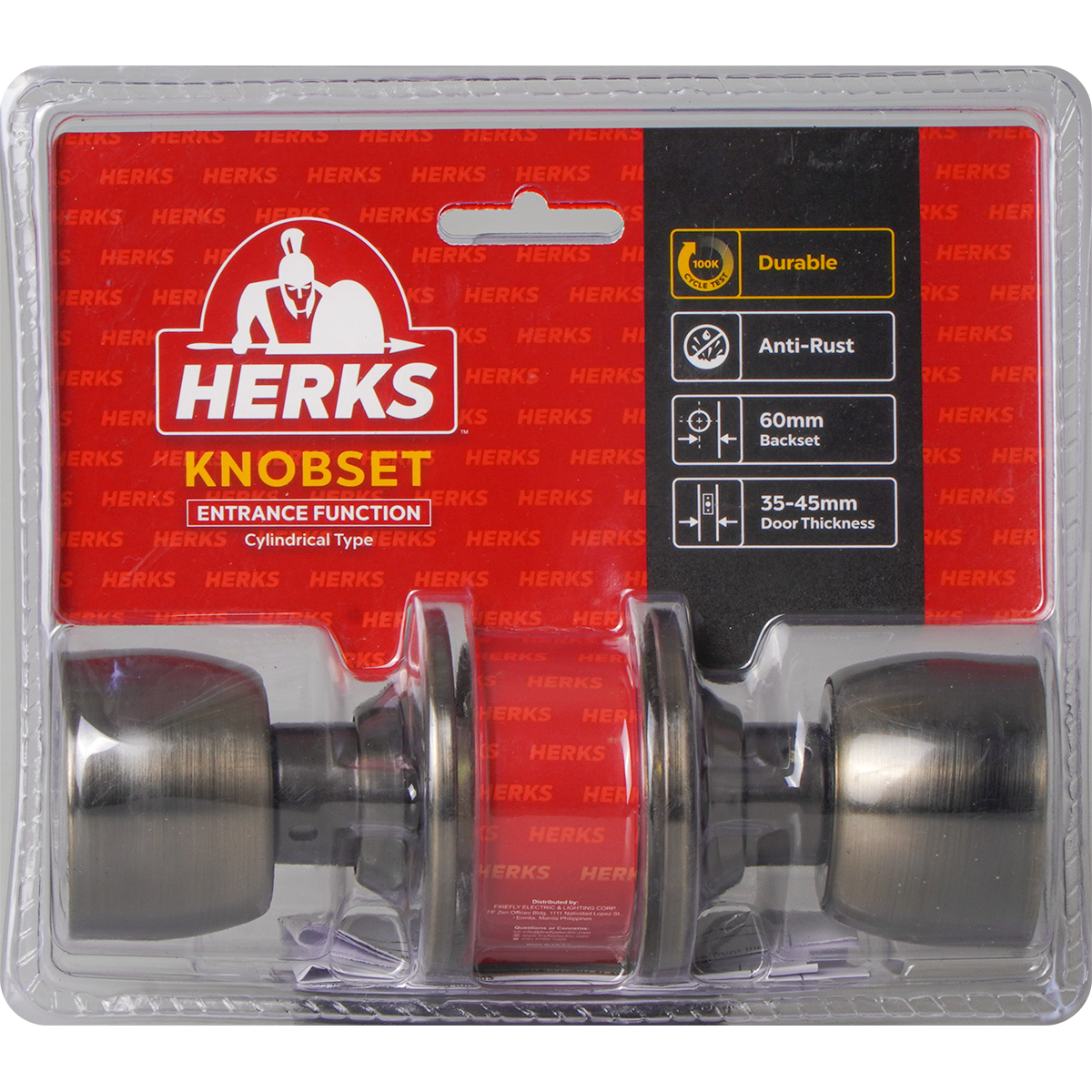 HERKS (Red Line) 588 Cylindrical Knobset Privacy Function - Flat Design
