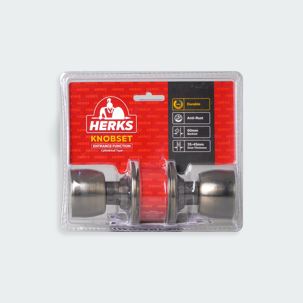 HERKS (Red Line) 588 Cylindrical Knobset Privacy Function - Flat Design