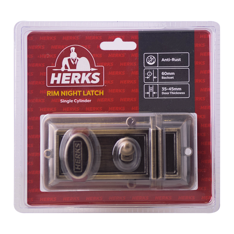 HERKS Rim Night Latch Single Cylinder