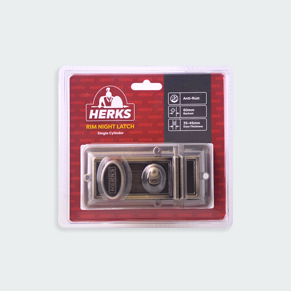 HERKS Rim Night Latch Single Cylinder
