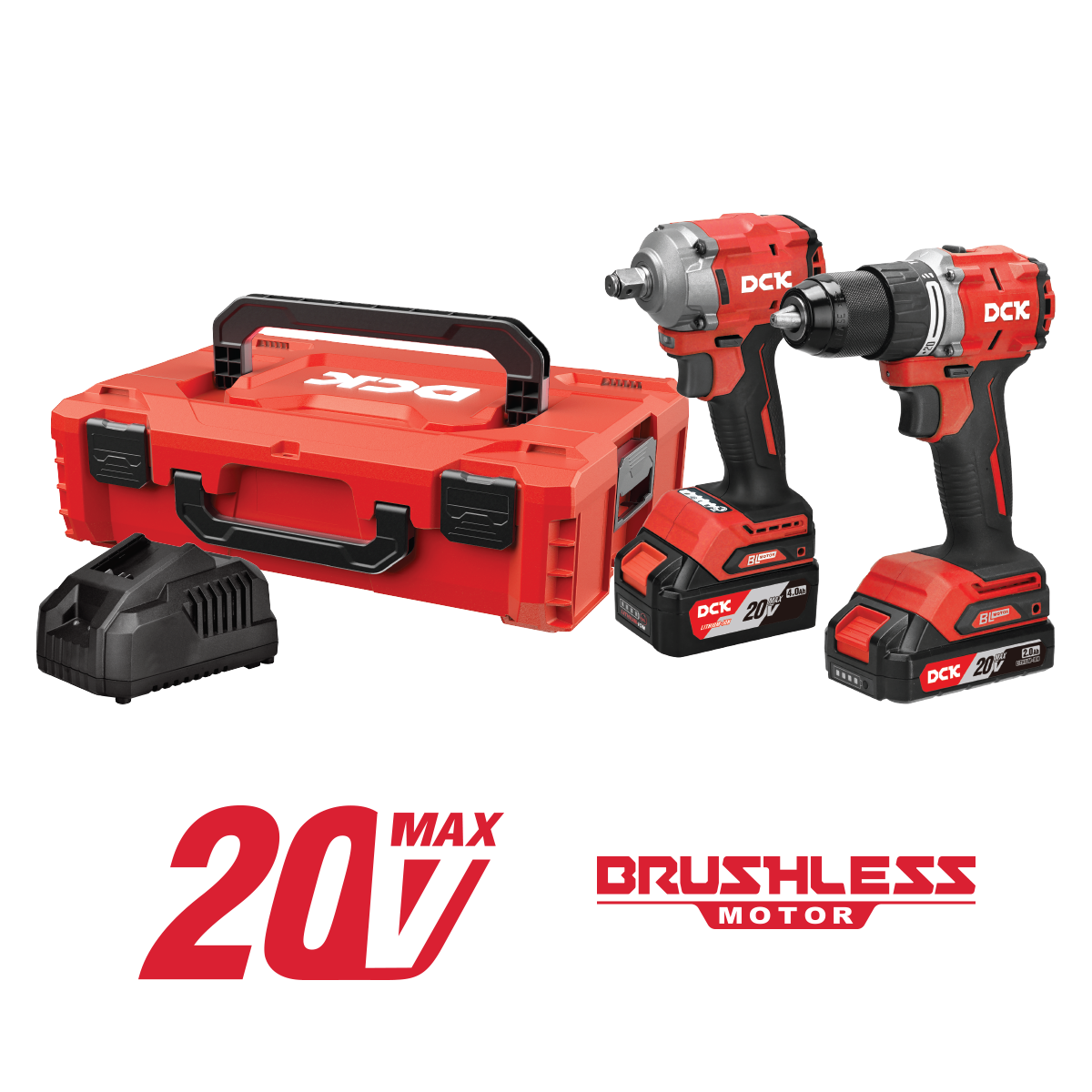 DCK Cordless Combo Kit: Impact Wrench + Hammer Drill