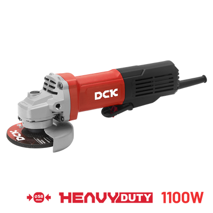 DCK Angle Grinder 4'' 1100W with slim body, auto stop carbon brush and M10 (Spin