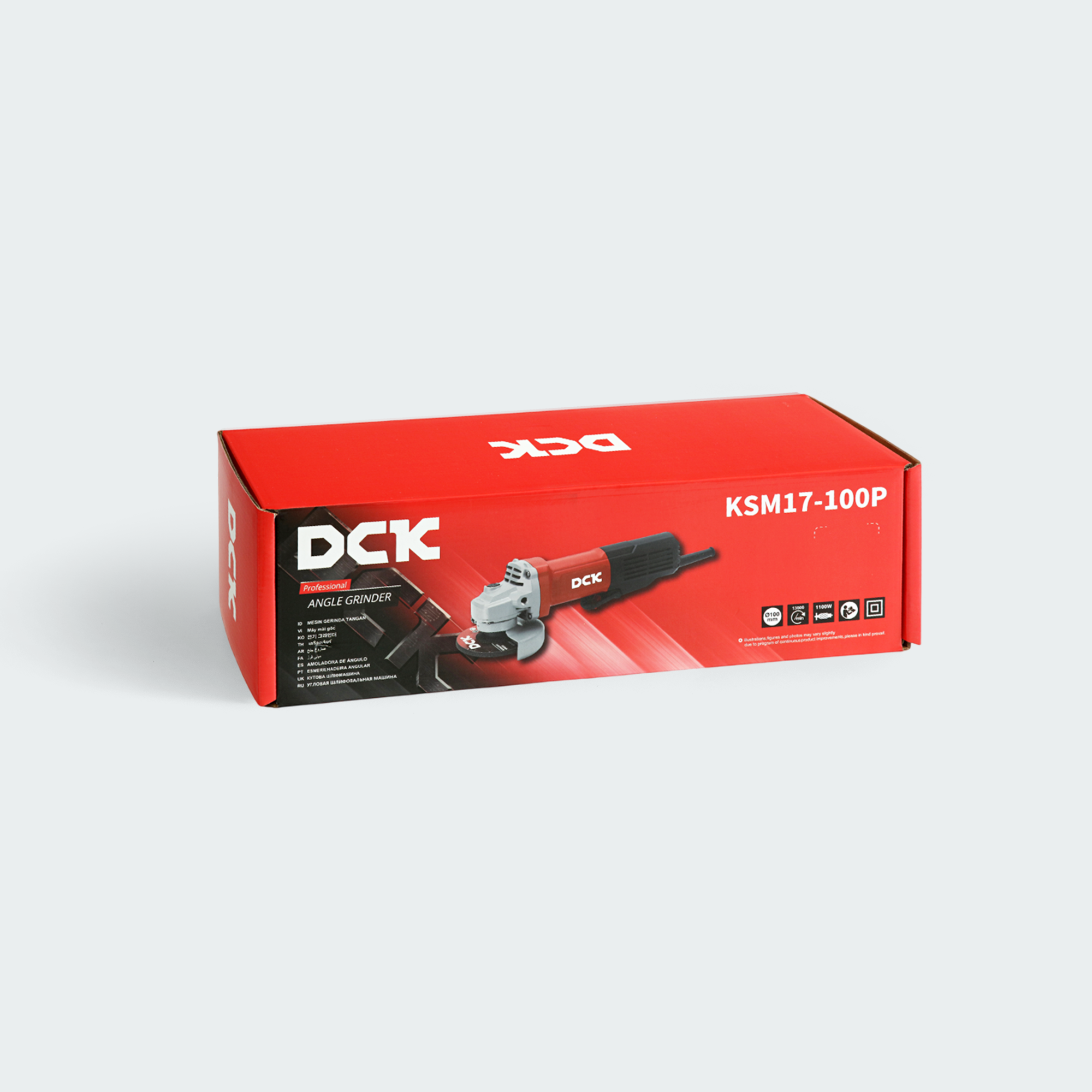 DCK Angle Grinder 4'' 1100W with slim body, auto stop carbon brush and M10 (Spin