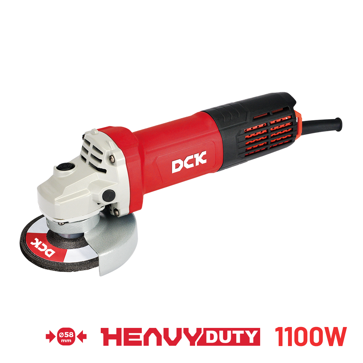 DCK Angle Grinder 4'' 1100W with Slim Body, Auto-Stop Carbon brush, Dust-proof F