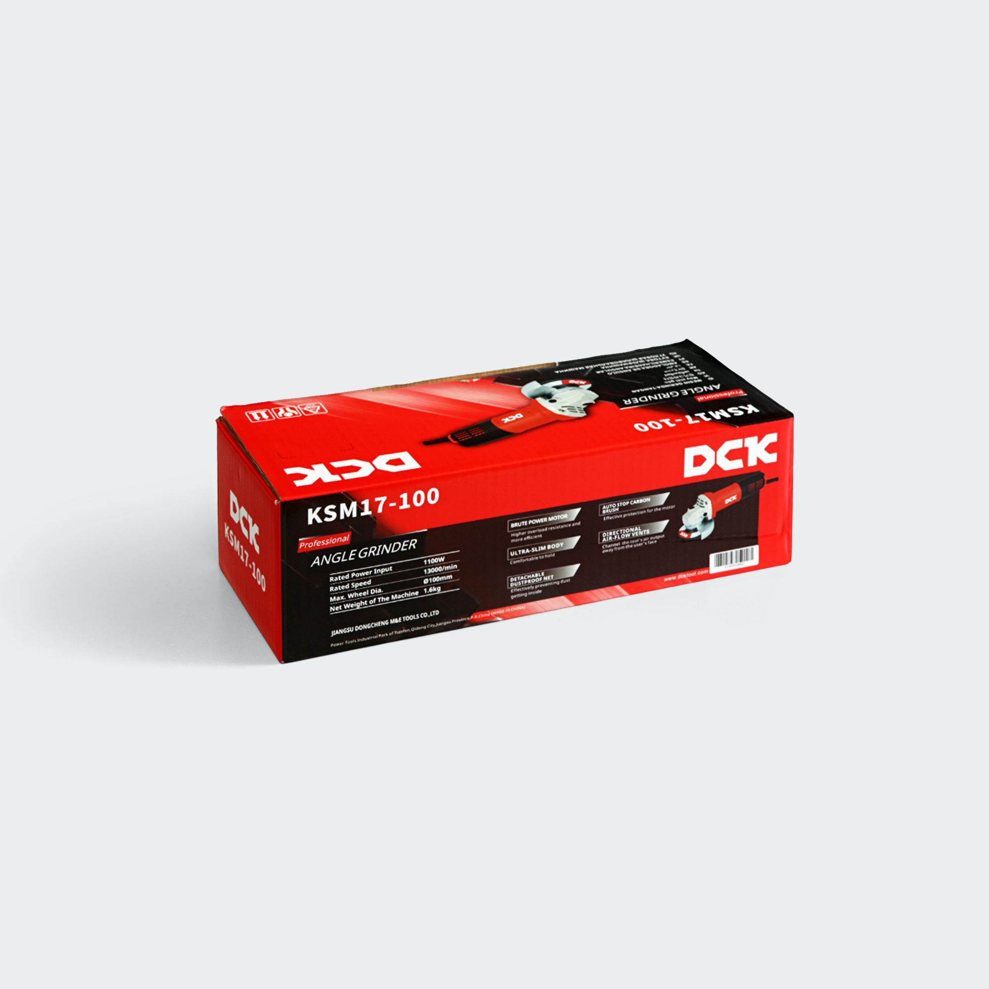 DCK Angle Grinder 4'' 1100W with Slim Body, Auto-Stop Carbon brush, Dust-proof F