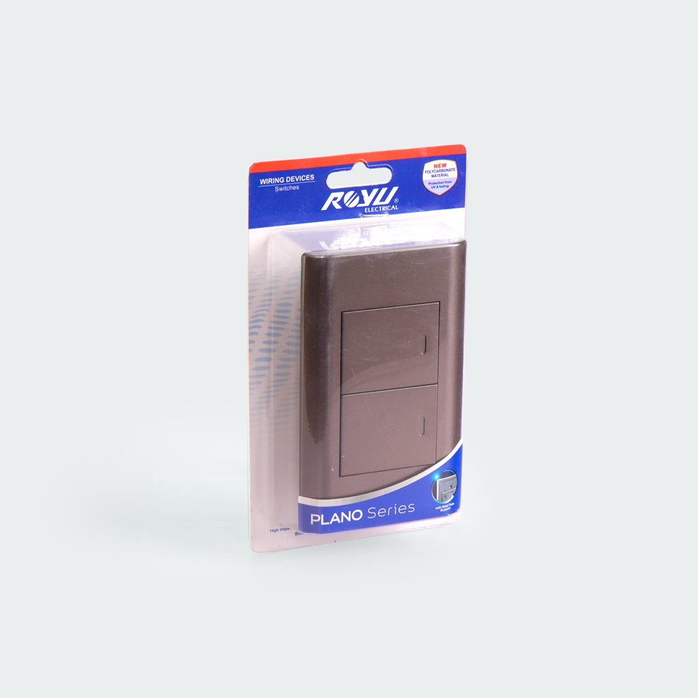 ROYU Plano 2 Gang Switch Set - Dark Wood