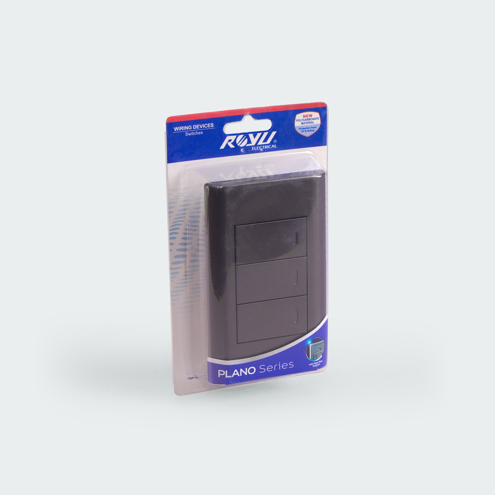 ROYU Plano 3 Gang Switch Set - Dark Gray