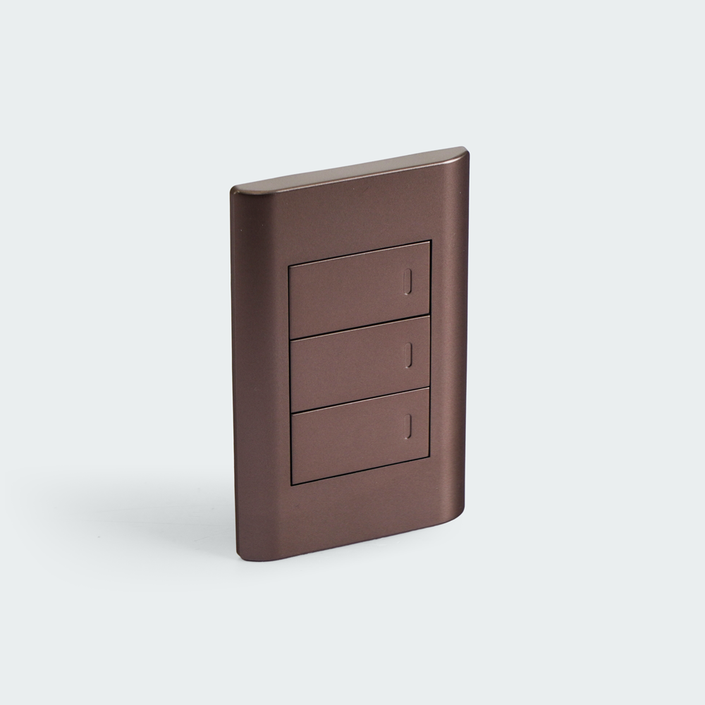 ROYU Plano 3 Gang Switch Set - Dark Wood
