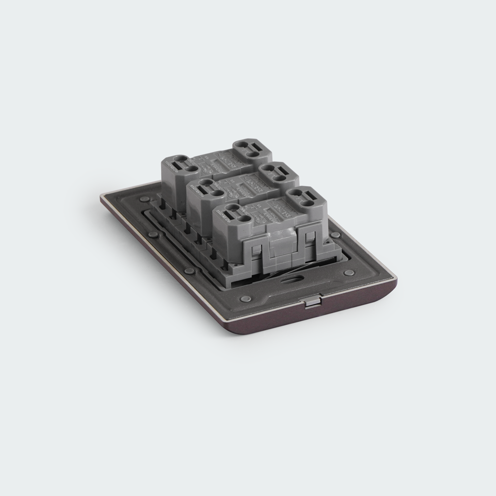 ROYU Plano 3 Gang Switch Set - Dark Wood