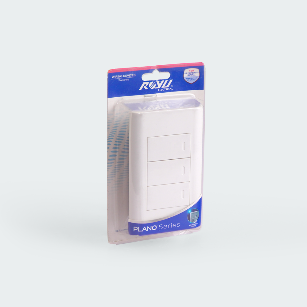 ROYU Plano 3 Gang Switch Set - White