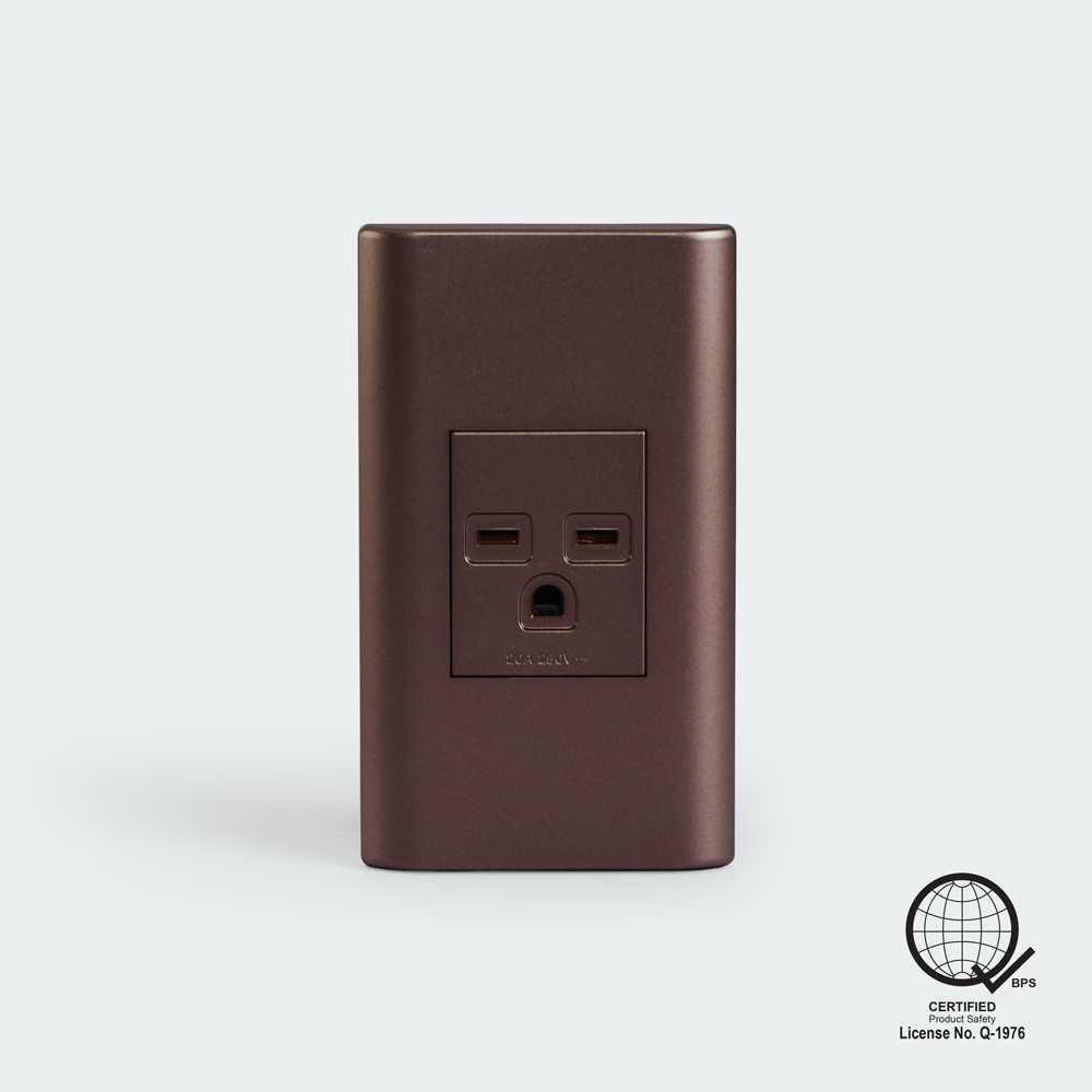ROYU Plano 1 Gang Aircon Outlet Set - Dark Wood