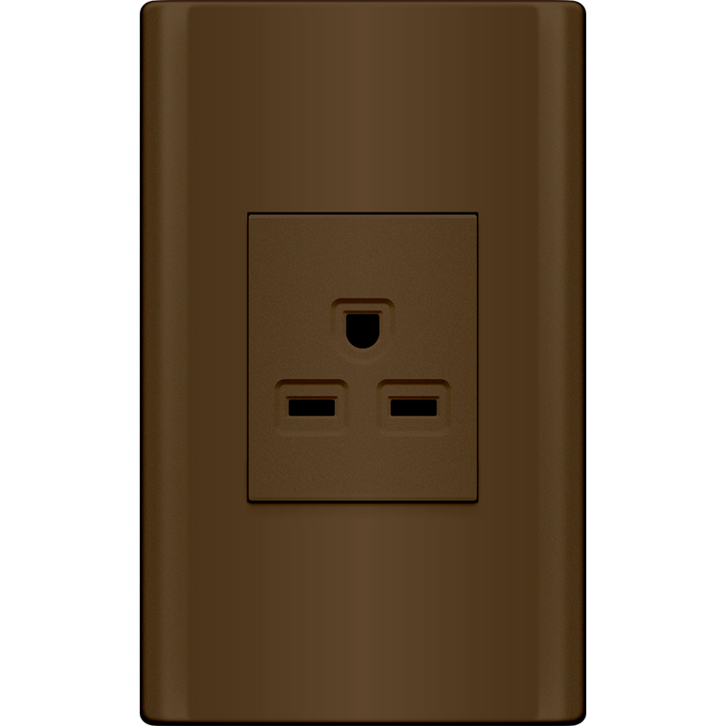 ROYU Plano 1 Gang Aircon Outlet Set - Dark Wood