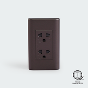 ROYU, Plano, Duplex, Universal, Outlet,  Ground, and, Shutter, Set,  Dark, Gray