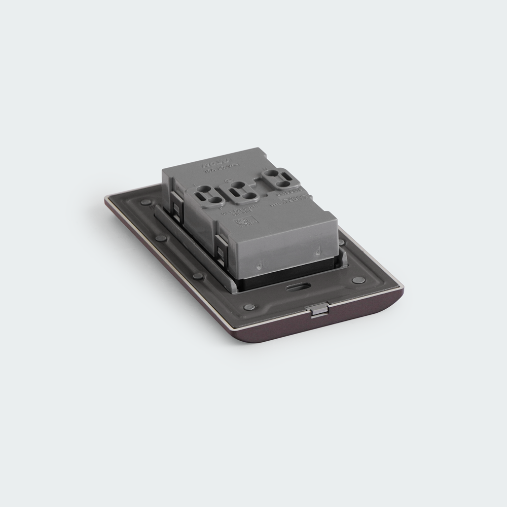 ROYU Plano Duplex Universal Outlet with Ground and Shutter Set - Dark Gray