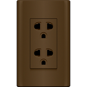 ROYU Plano Duplex Universal Outlet with Ground and Shutter Set - Dark Wood