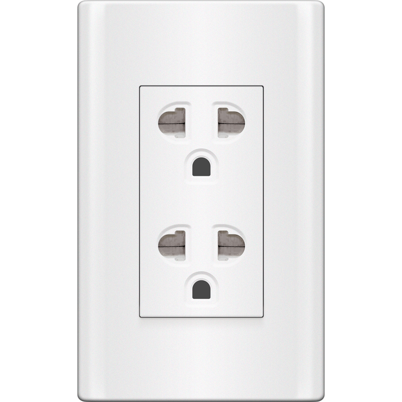 ROYU Plano Duplex Universal Outlet with Ground and Shutter Set - White