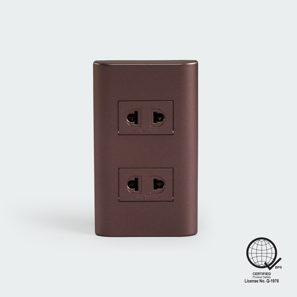 ROYU Plano 2 Gang Outlet Set - Dark Wood