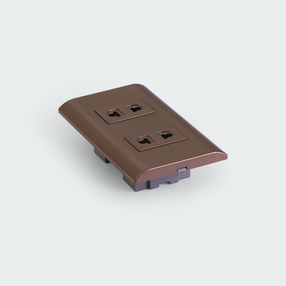ROYU Plano 2 Gang Outlet Set - Dark Wood