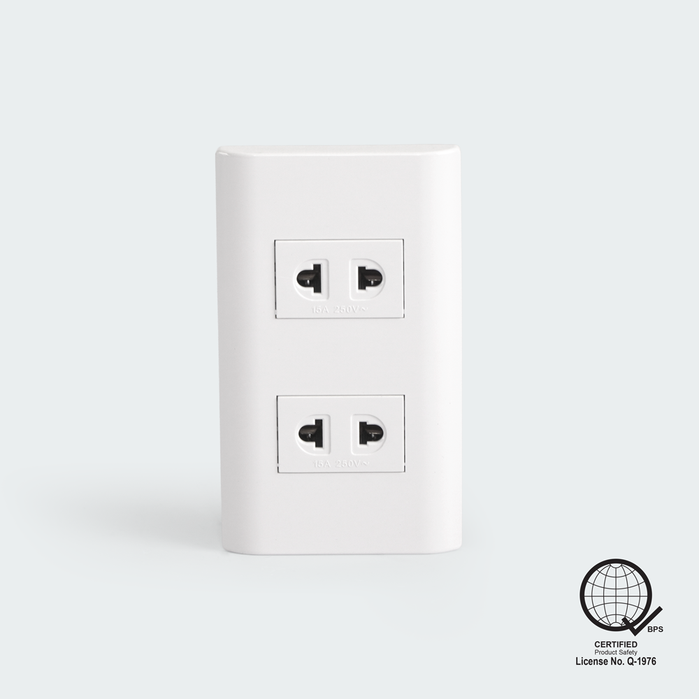 ROYU Plano 2 Gang Outlet Set - White