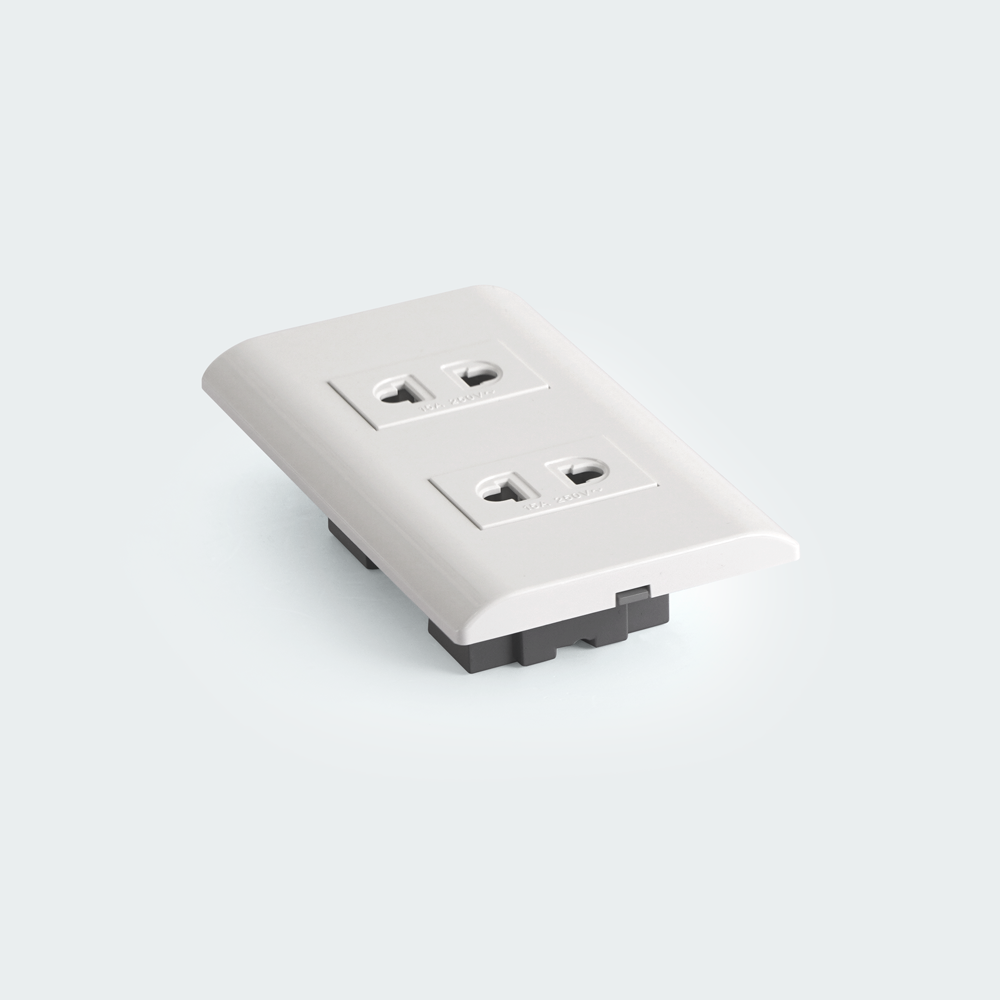 ROYU Plano 2 Gang Outlet Set - White