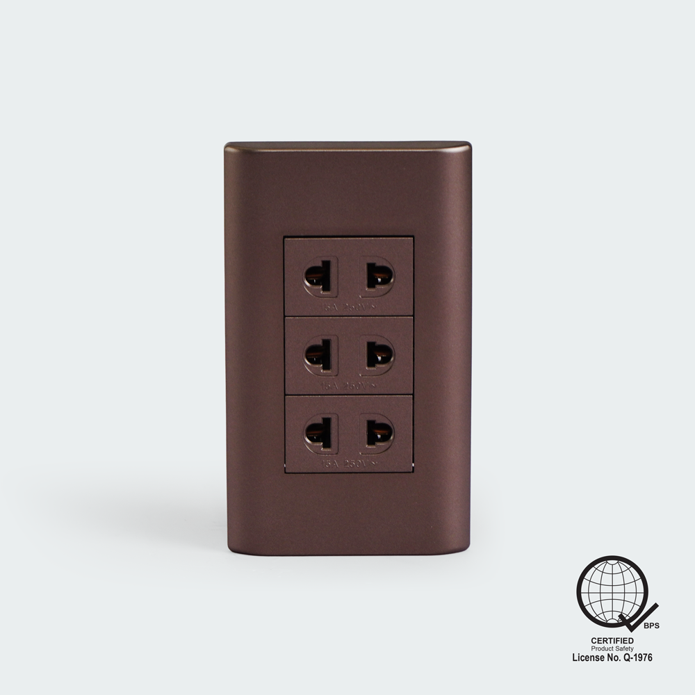ROYU Plano 3 Gang Outlet Set - Dark Wood